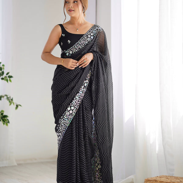 Embellished Georgette with Sequins & Embroidery Work Saree