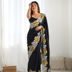 Vichitra Silk Saree with Fine Hand Embroidery