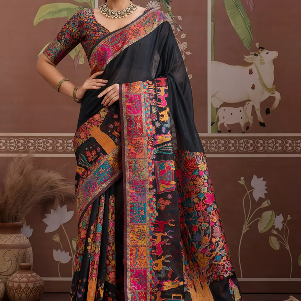 Luxurious Cotton Pashmina Weaving Saree