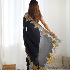 Vichitra Silk Saree with Fine Hand Embroidery