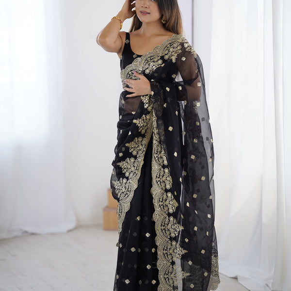 Soft Twill Net & Sequin Elegance Saree