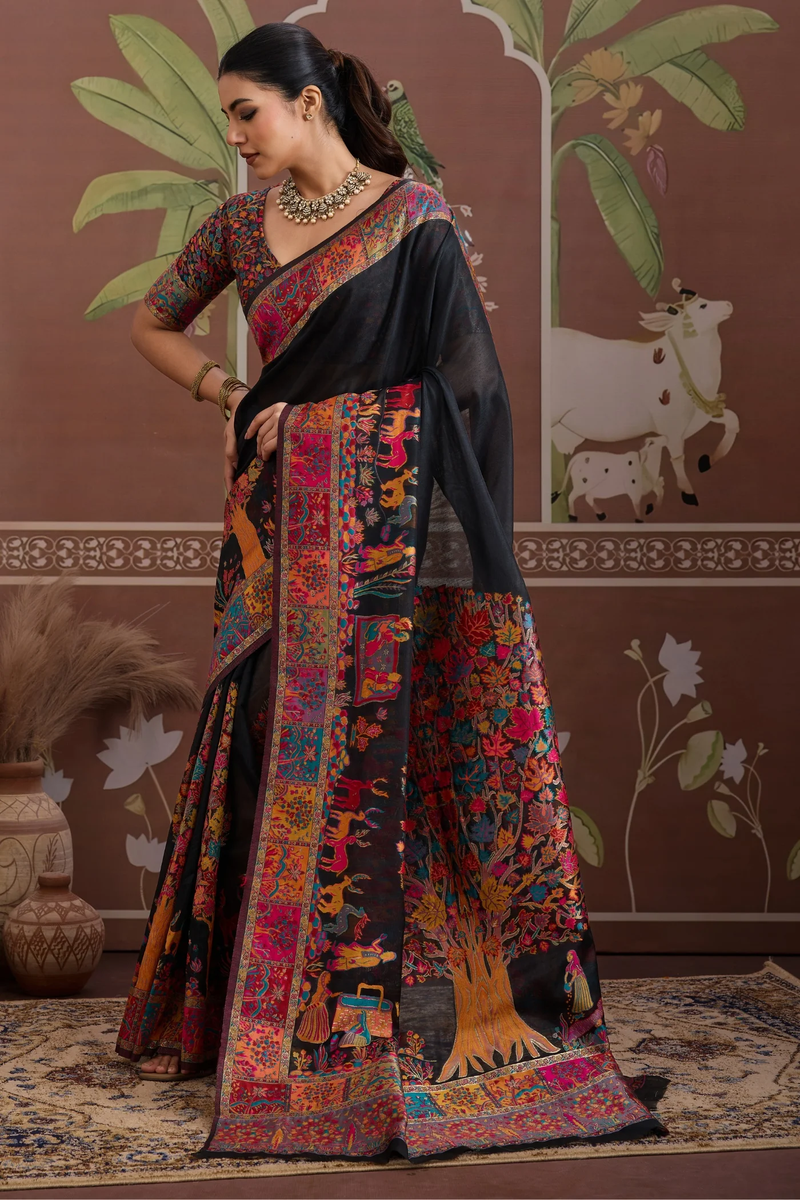 Luxurious Cotton Pashmina Weaving Saree