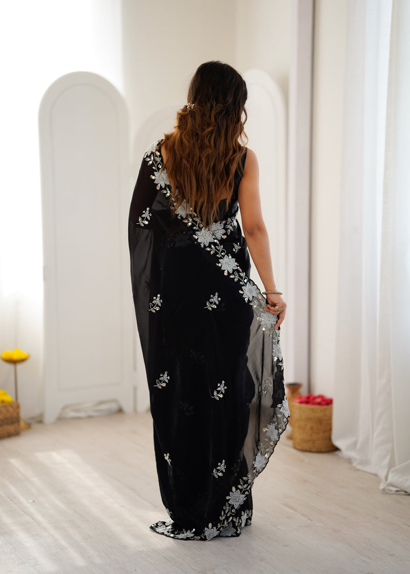 Fendy Satin Silk Saree with Triple Embellishment