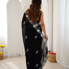 Fendy Satin Silk Saree with Triple Embellishment