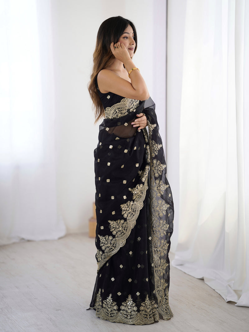 Soft Twill Net & Sequin Elegance Saree