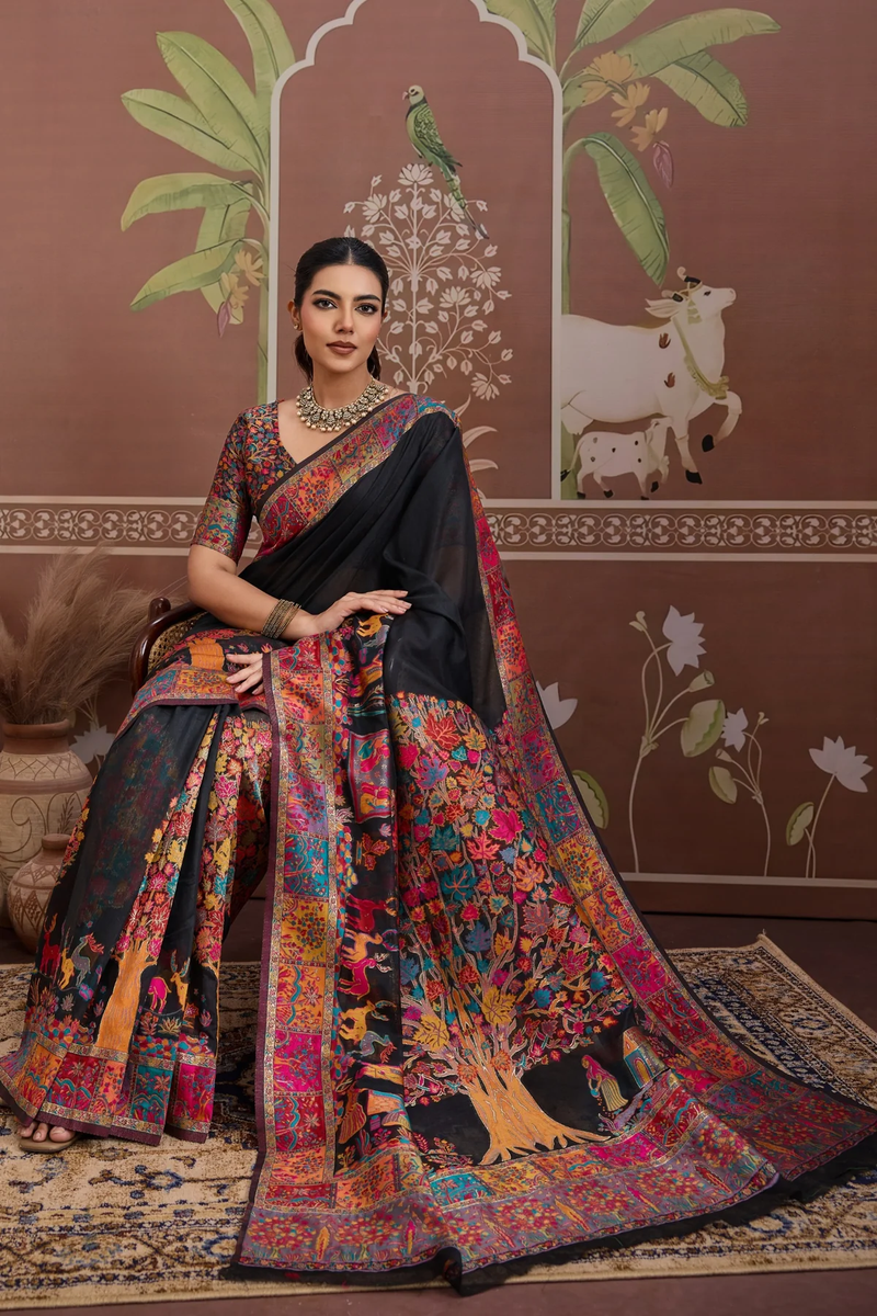 Luxurious Cotton Pashmina Weaving Saree