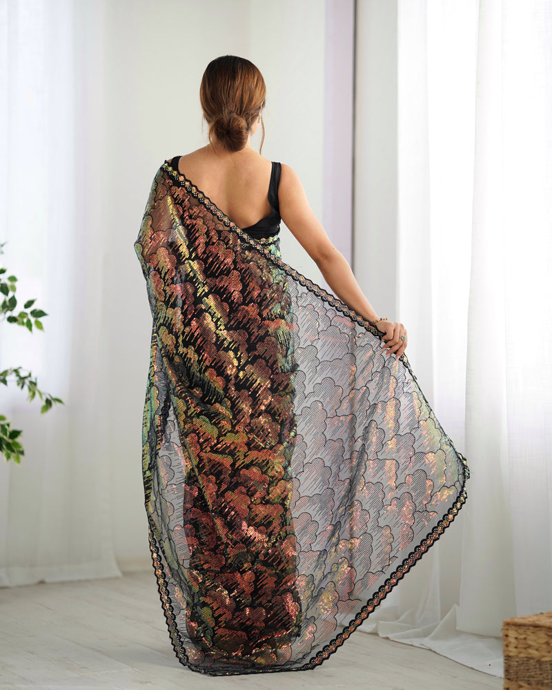 Butterfly Glow Saree Soft Net & 3mm Sequin Sparkle
