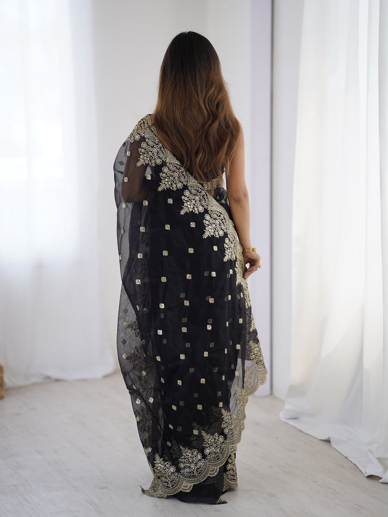 Soft Twill Net & Sequin Elegance Saree