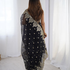 Soft Twill Net & Sequin Elegance Saree