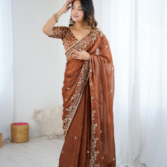 Fendy Chiffon Sequin & Embroidery on Two-Tone Saree
