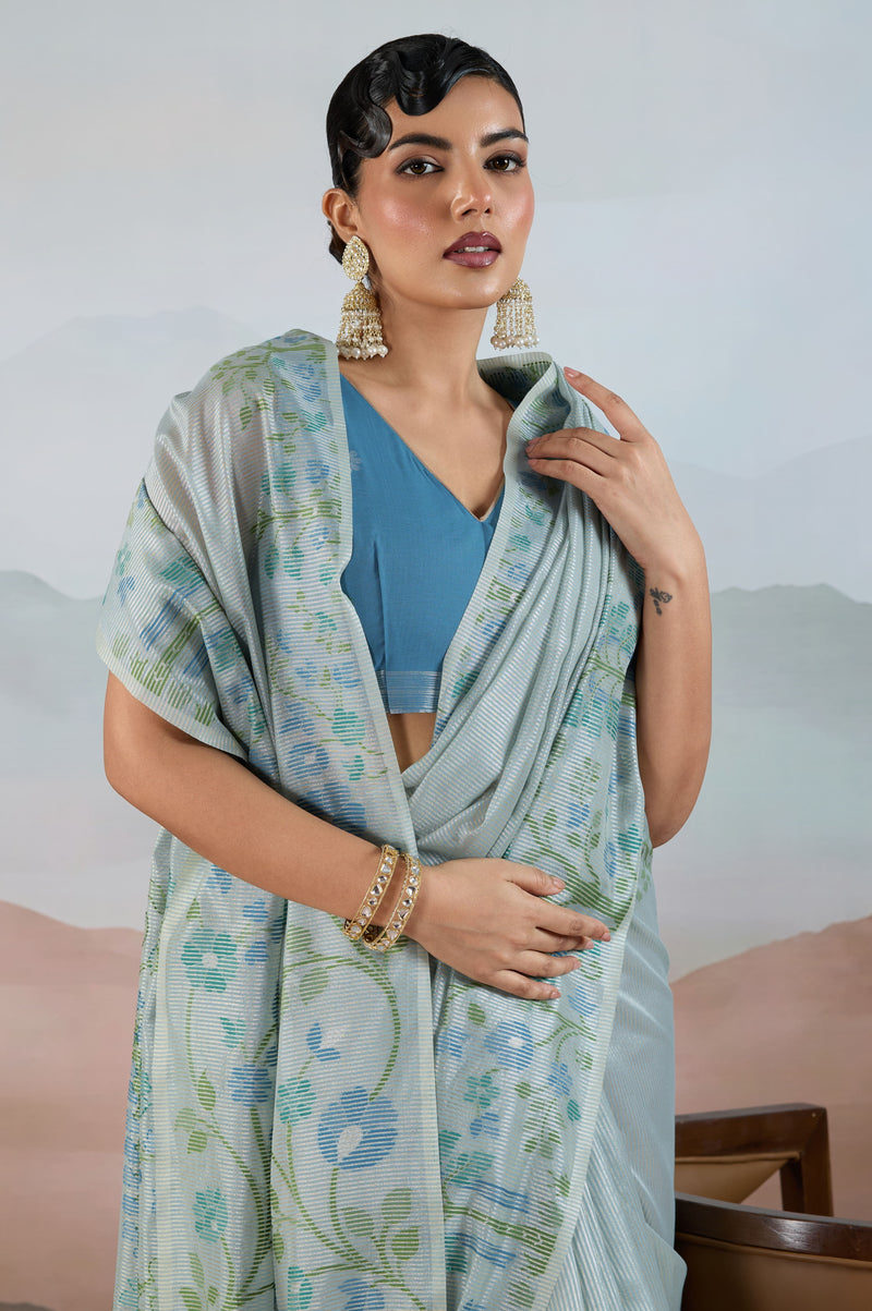 The Handloom Zari Tissue with Brasso Weaving Saree