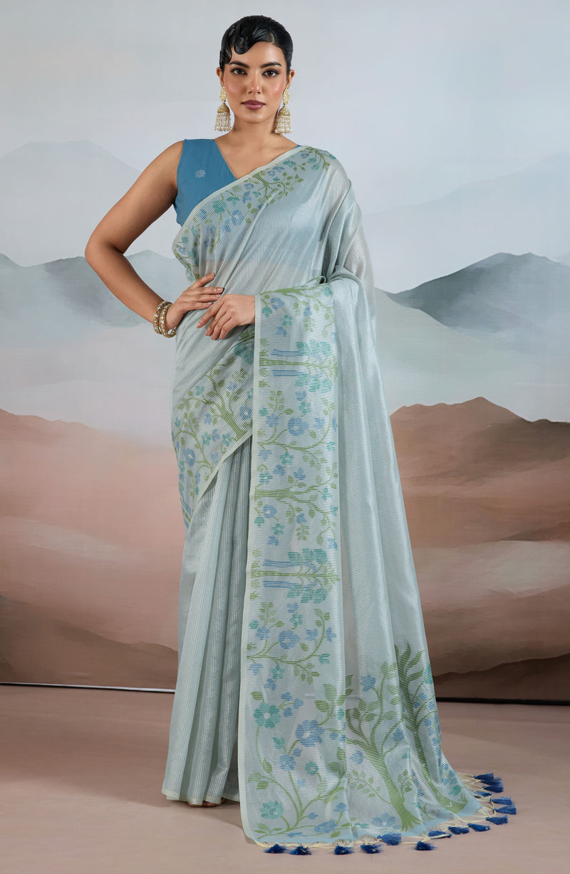 The Handloom Zari Tissue with Brasso Weaving Saree