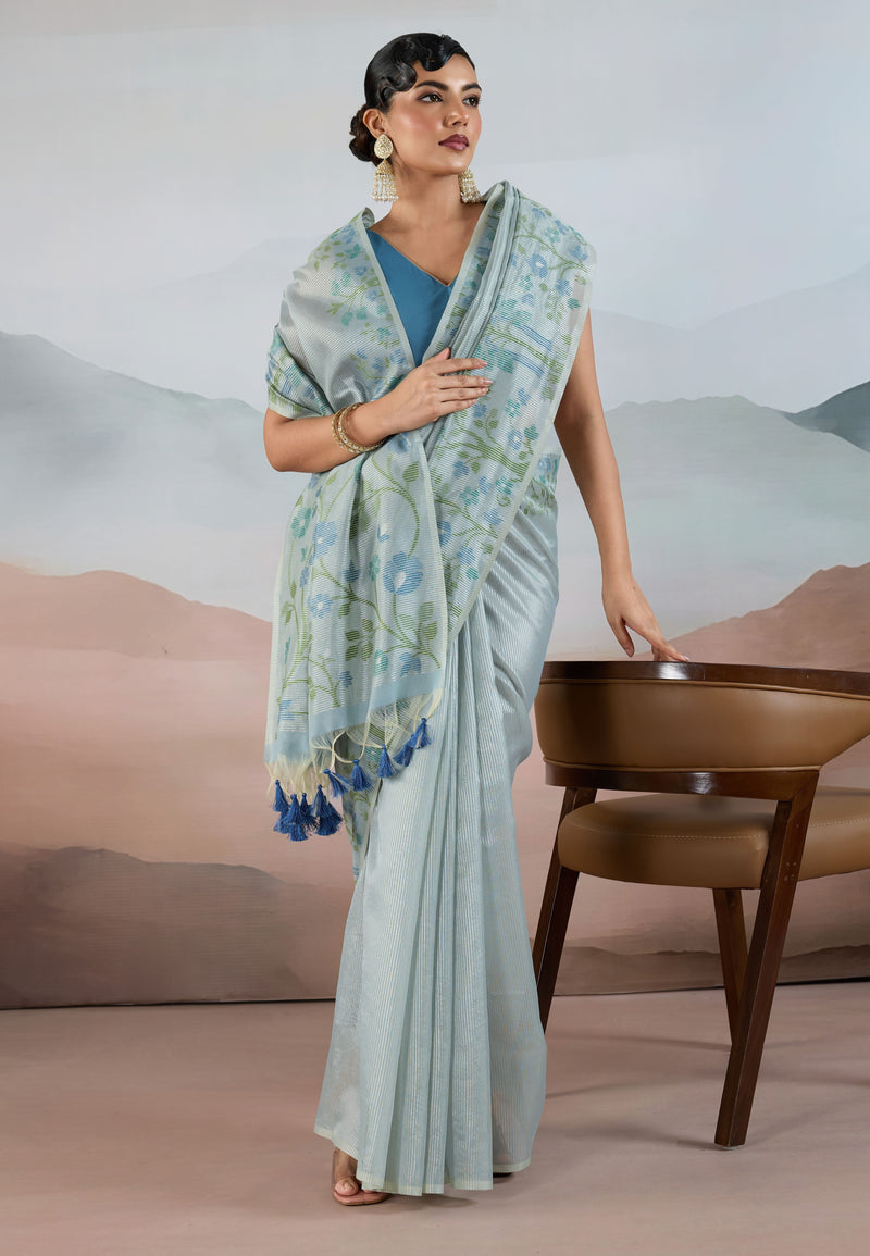 The Handloom Zari Tissue with Brasso Weaving Saree
