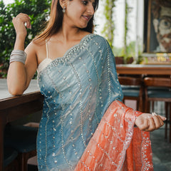 The Luminous Beaded Satin Saree