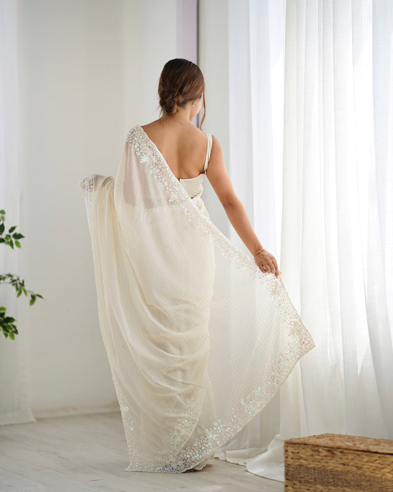 Embellished Georgette with Sequins & Embroidery Work Saree