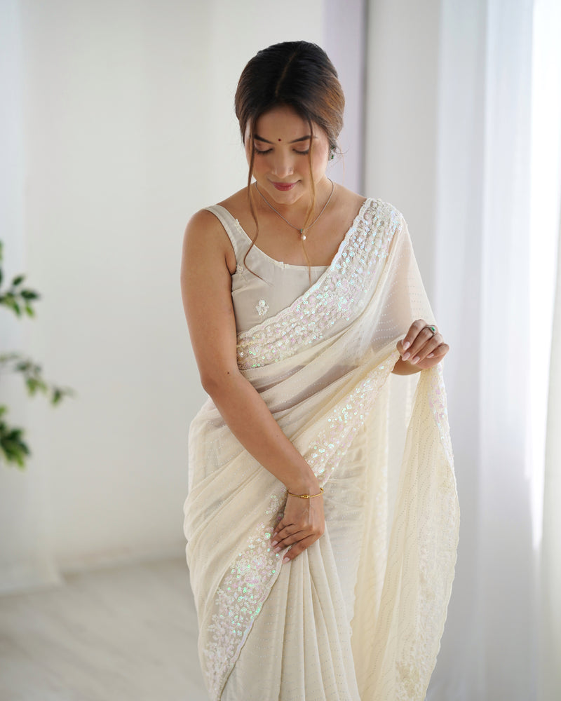 Embellished Georgette with Sequins & Embroidery Work Saree