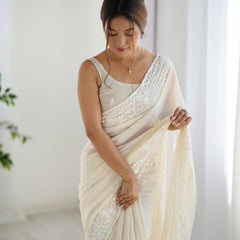Embellished Georgette with Sequins & Embroidery Work Saree