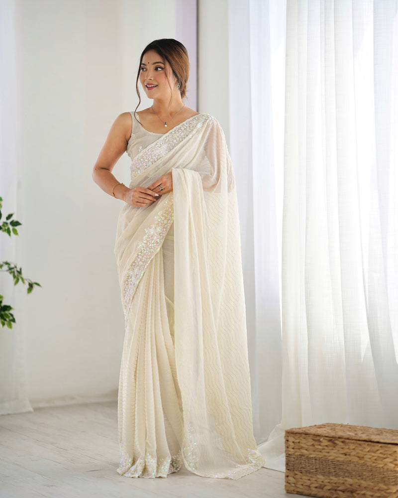 Embellished Georgette with Sequins & Embroidery Work Saree