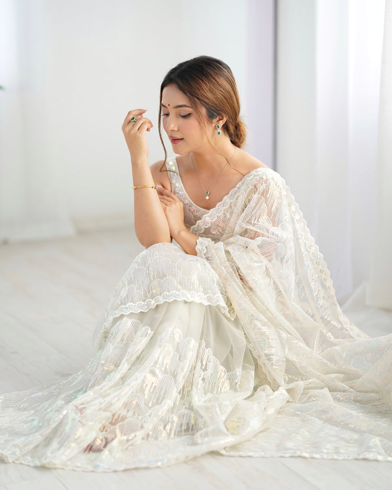 Butterfly Glow Saree Soft Net & 3mm Sequin Sparkle