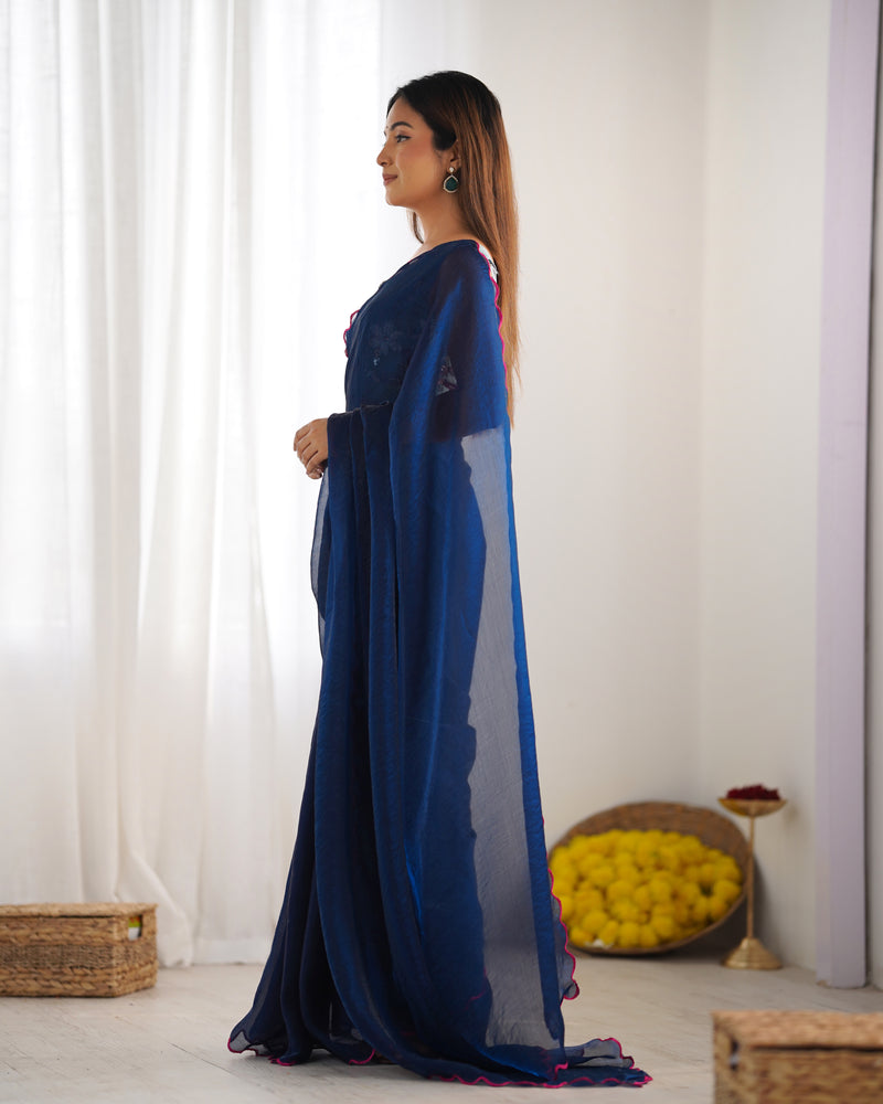 Space Silk Saree with Arco Border