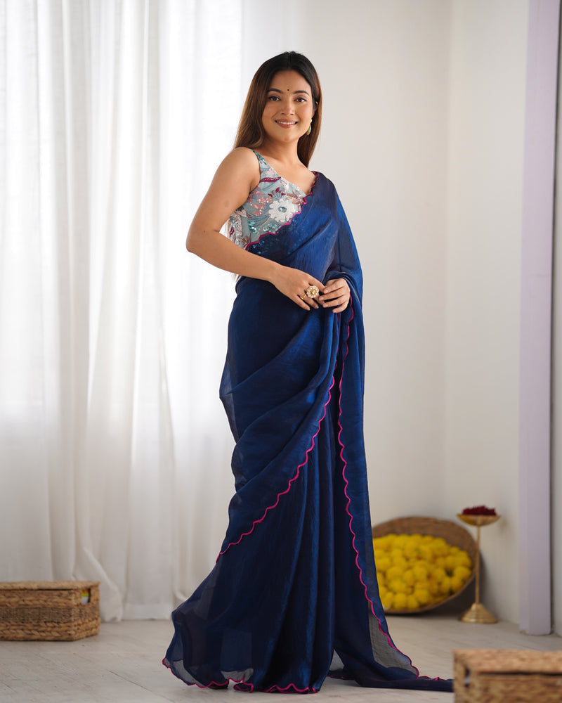 Space Silk Saree with Arco Border