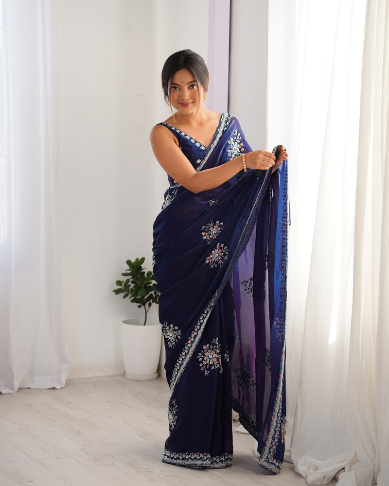 Space Silk with Original Beads Work Saree