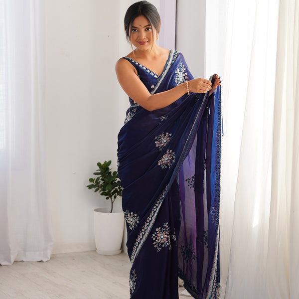 Space Silk with Original Beads Work Saree