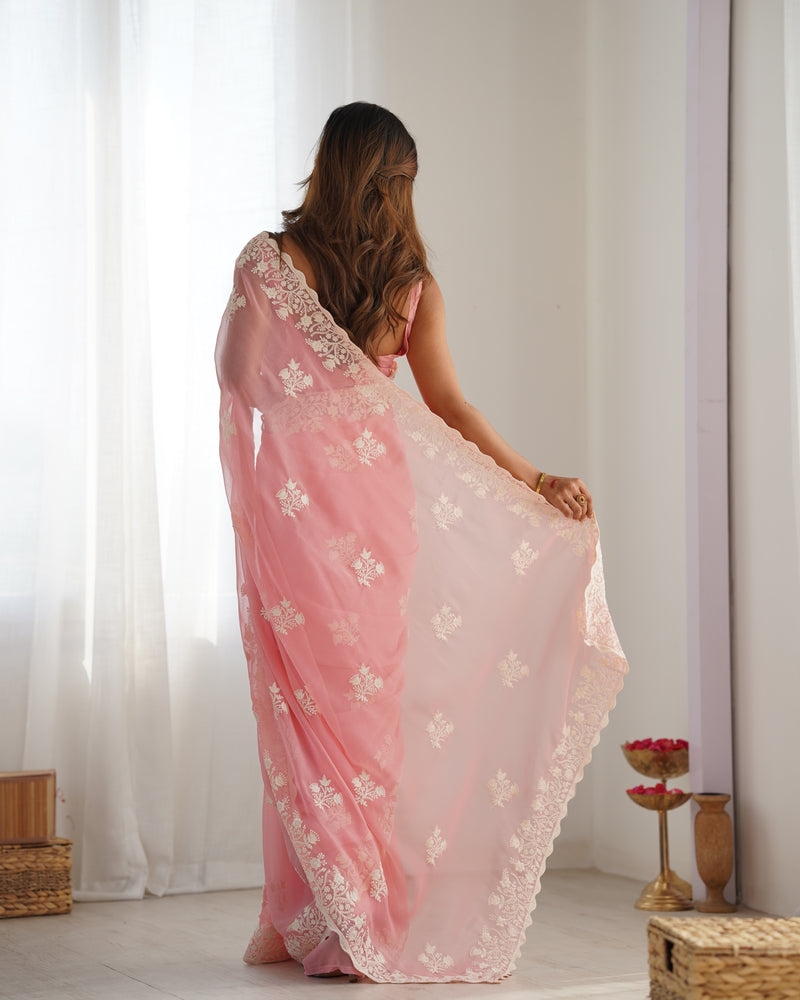 Shimmer Silk with Thread Work & Cut Border Saree