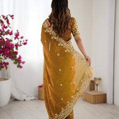 Fendy Chiffon Sequin & Embroidery on Two-Tone Saree