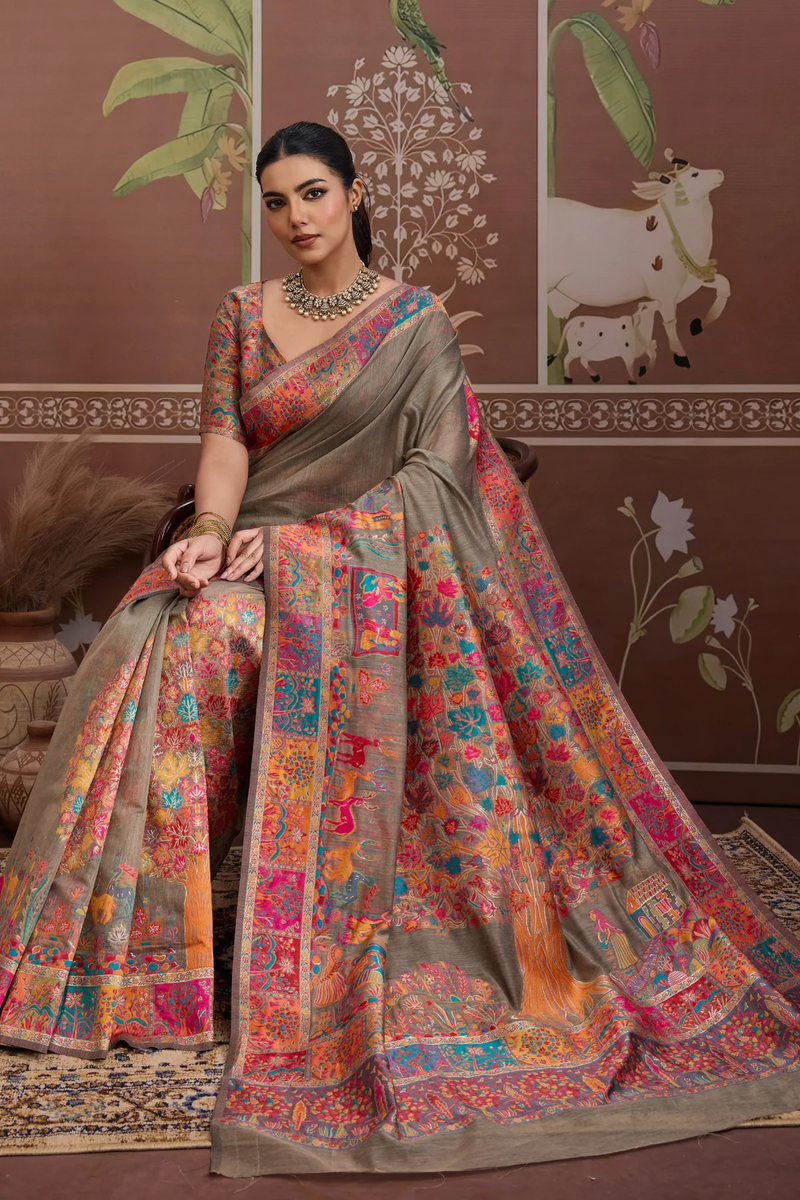 Luxurious Cotton Pashmina Weaving Saree