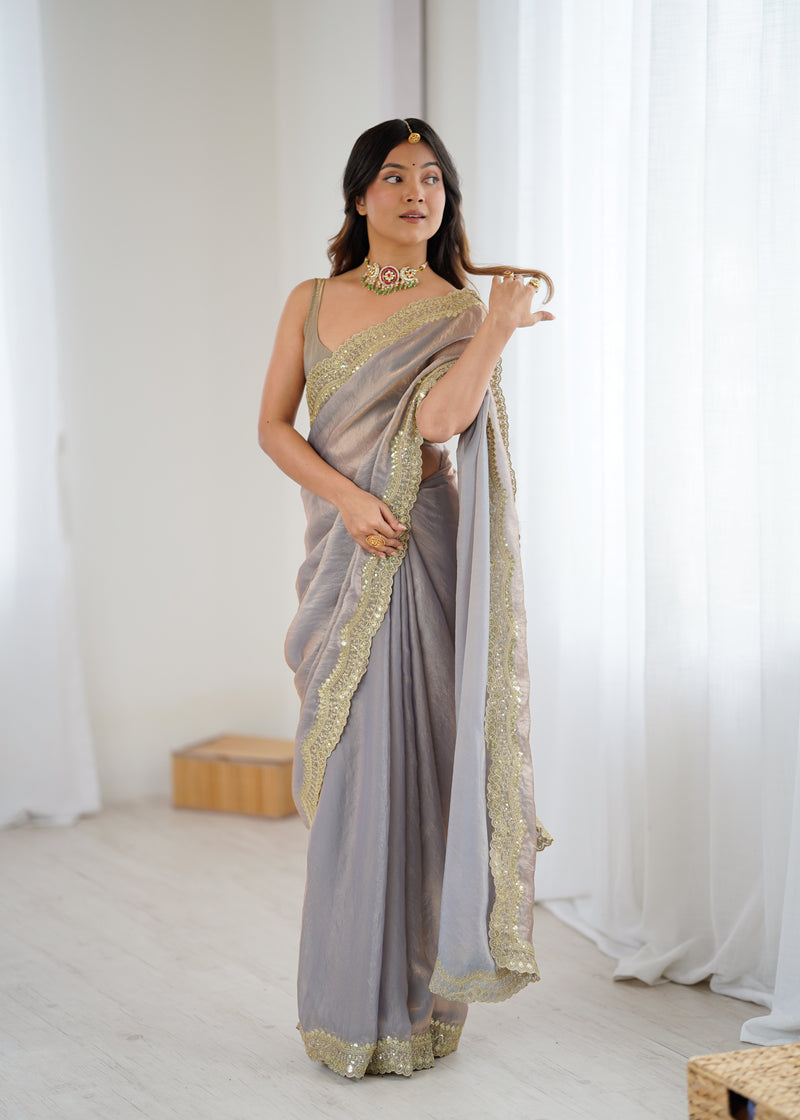 Fendy Grandeur Saree Sequin on Pure Satin