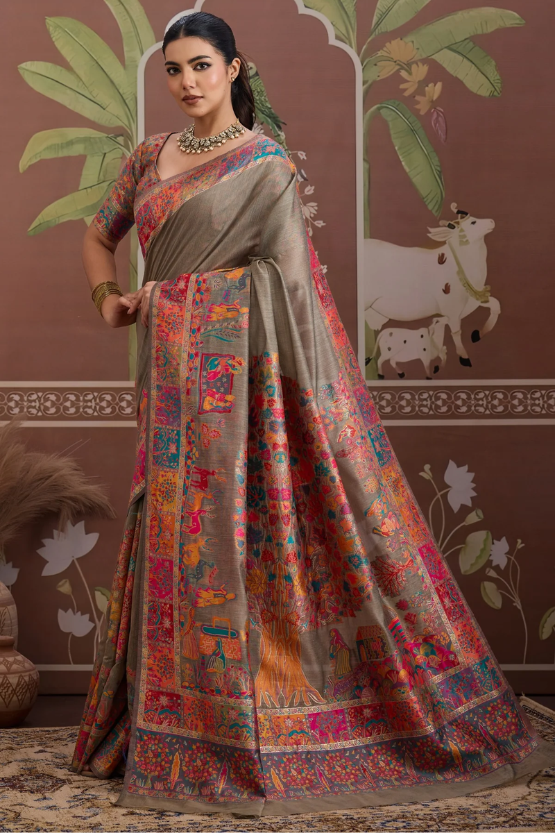 Luxurious Cotton Pashmina Weaving Saree