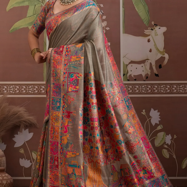 Luxurious Cotton Pashmina Weaving Saree