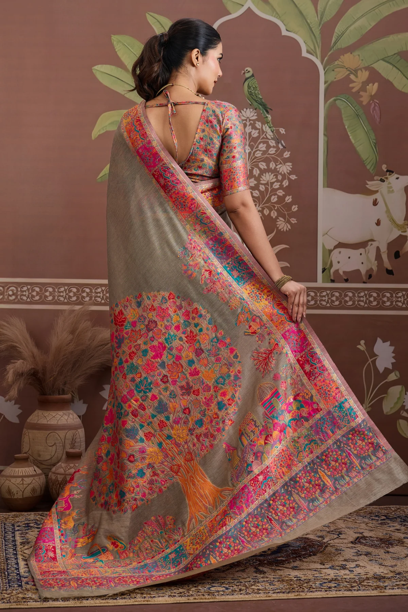 Luxurious Cotton Pashmina Weaving Saree