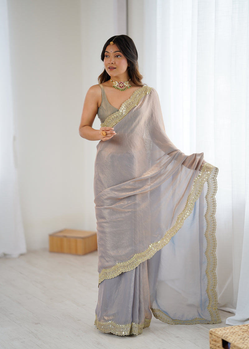 Fendy Grandeur Saree Sequin on Pure Satin