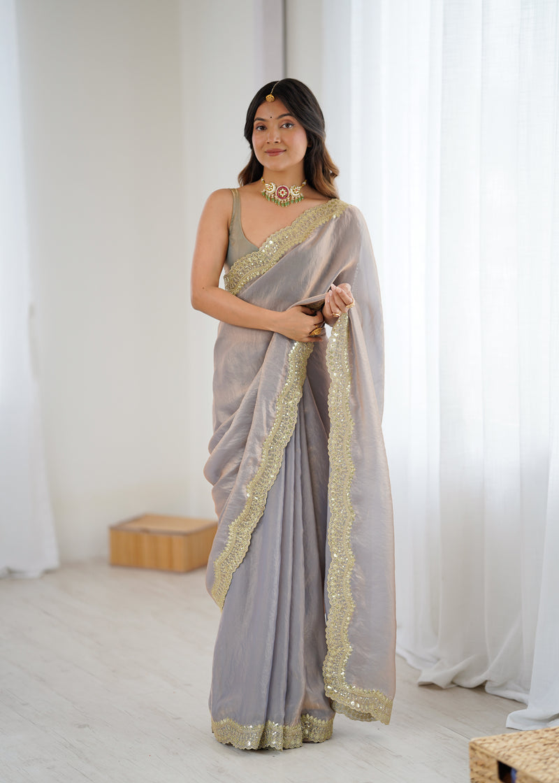Fendy Grandeur Saree Sequin on Pure Satin