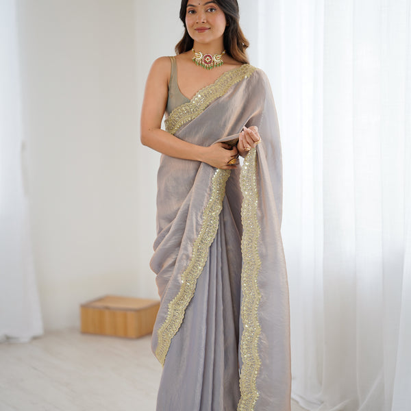 Fendy Grandeur Saree Sequin on Pure Satin