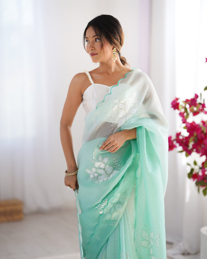 Padded Texture & Sequins Sparkle Saree