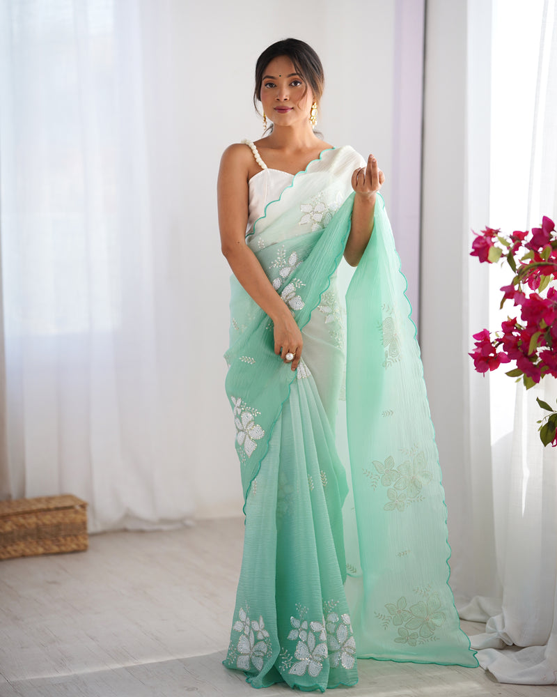 Padded Texture & Sequins Sparkle Saree