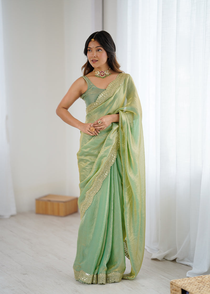 Fendy Grandeur Saree Sequin on Pure Satin