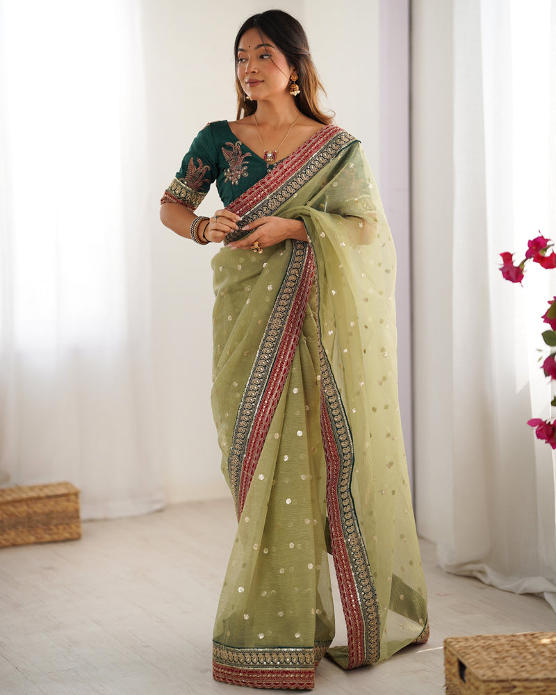 Organza Embroidered Saree