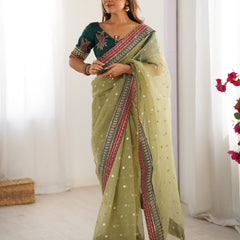 Organza Embroidered Saree
