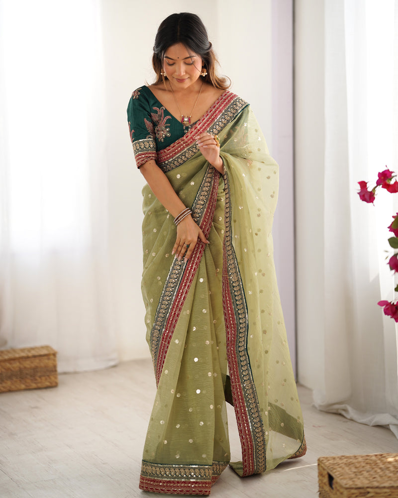 Organza Embroidered Saree
