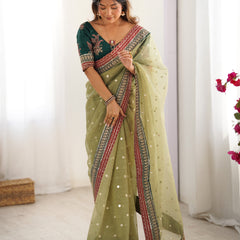 Organza Embroidered Saree