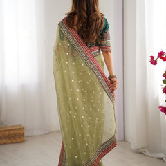 Organza Embroidered Saree