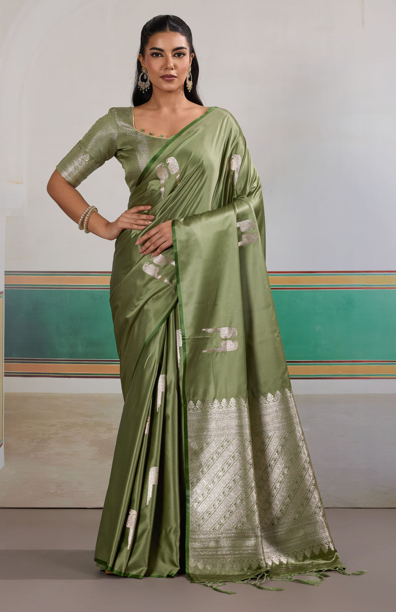 Pure Satin Handloom Weaving Saree