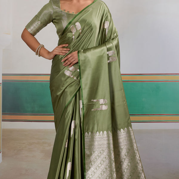 Pure Satin Handloom Weaving Saree