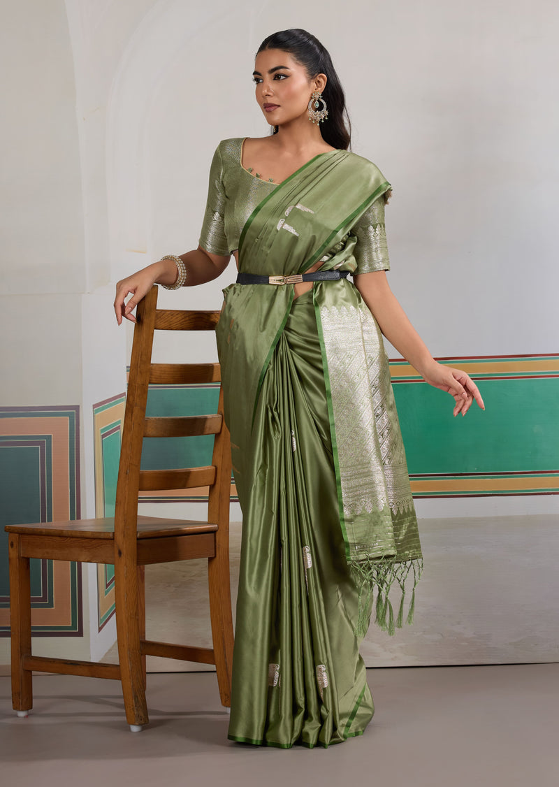 Pure Satin Handloom Weaving Saree