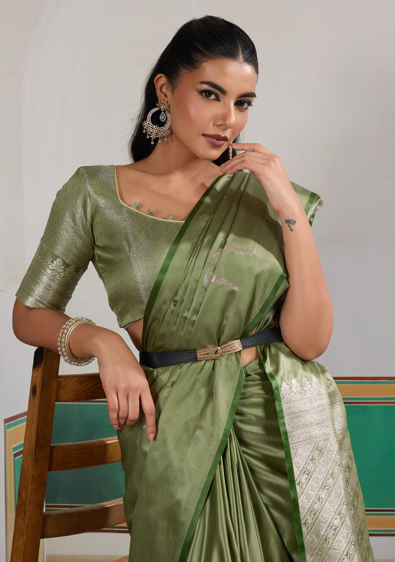 Pure Satin Handloom Weaving Saree