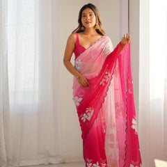 Pure Georgette & Sequins Embroidery Work Saree